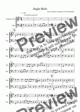 page one of Jingle Bells (Jazzy Style!) for Trumpet and Tuba Duet