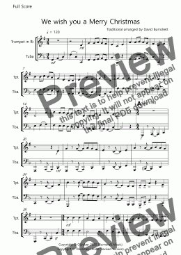 page one of We wish you a Merry Christmas for Trumpet and Tuba Duet