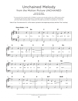 page one of Unchained Melody (Really Easy Piano)