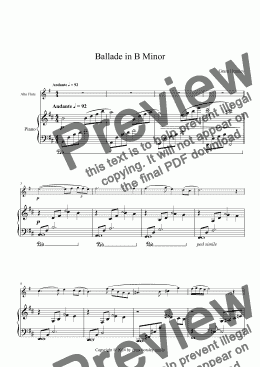 page one of Ballade in B minor for Alto flute and Piano.