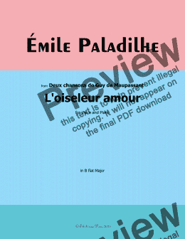 page one of Paladilhe-L'oiseleur amour,in B flat Major