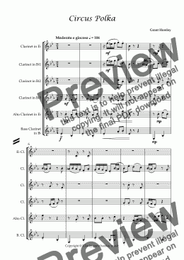 page one of  Circus Polka for Clarinet Choir.