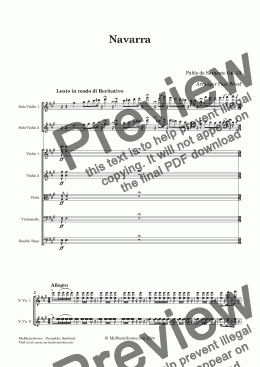 page one of Sarasate Navarra Op. 33 for 2 Violins and String Orchestra