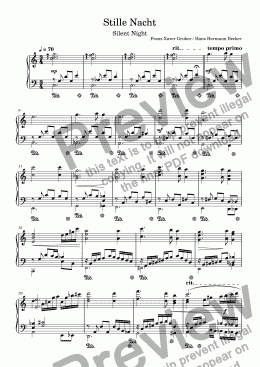 page one of Silent Night, Piano