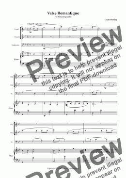 page one of Valse Romantique for Mixed Quartet. (2 flutes, cello and piano)