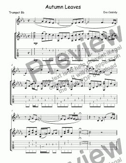 page one of Cassidy, Eva - Autumn Leaves for trumpet Bb & guitar