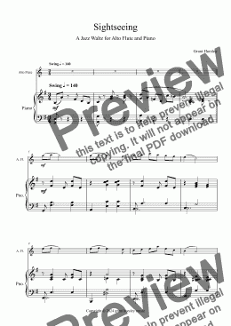 page one of Sightseeing -A Jazz Waltz for Alto Flute and Piano.