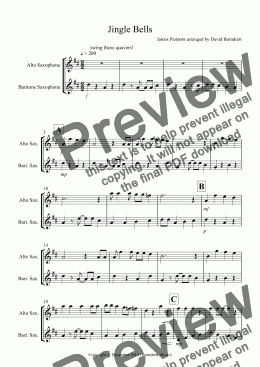 page one of Jingle Bells (Jazzy Style!) for Alto and Baritone Saxophone Duet