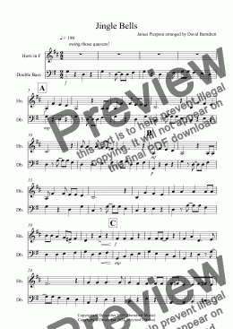 page one of Jingle Bells (Jazzy Style!) for Horn and Double Bass Duet