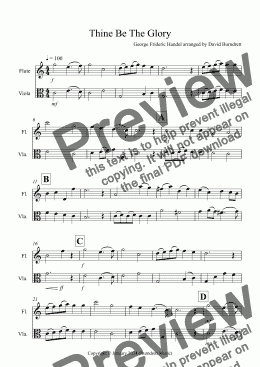 page one of Thine Be The Glory for Flute and Viola Duet