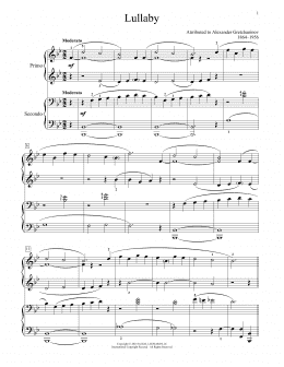 page one of Lullaby (Piano Duet)