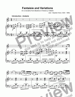 page one of Arban, Jean - Baptiste - Fantaisie and Variations  from Beatrice di Tenda for trumpet Bb & piano