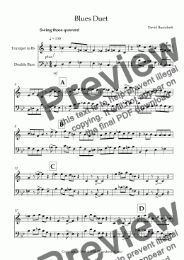 page one of Blues Duet for Trumpet and Double Bass Duet