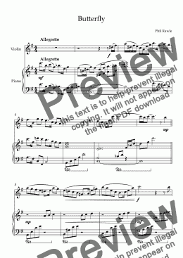 page one of Butterfly - Violin and Piano