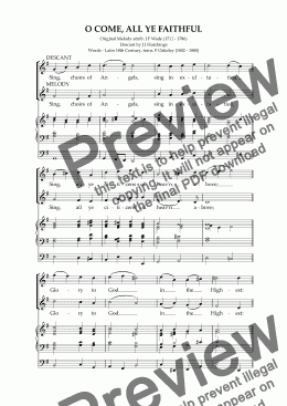 page one of ADESTE FIDELES (O come all ye faithful) - arrangement & descant