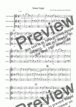 page one of Silent Night for Alto, Tenor and Bass Recorder Trio