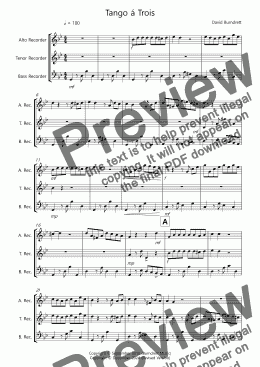 page one of Tango á Trois for Alto, Tenor and Bass Recorder Trio