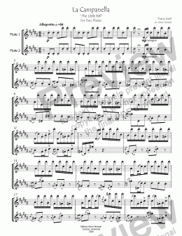 page one of  La Campanella for Two Flutes