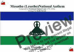 page one of Mosotho (Lesotho) National Anthem "Lesōthō Fatše La Bo Ntat'a Rōna" for String Orchestra