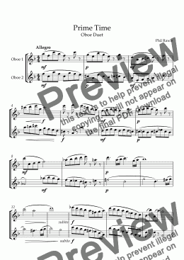 page one of Prime Time - Oboe Duet