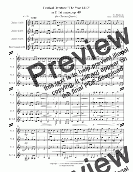 page one of 1812 Overture - P. I. Tchaikovsky (Clarinet Quartet)