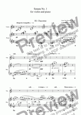 page one of Sonata No. 1 for violin and piano, Op. 26 - III. Chaconne