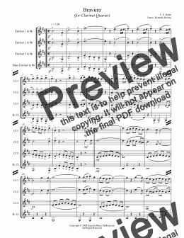 page one of March - Bravura (for Clarinet Quartet)