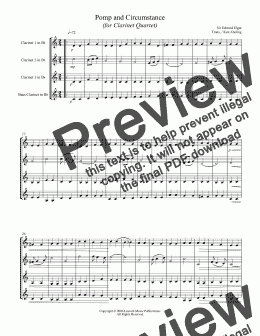 page one of March - Pomp and Circumstance (Clarinet Quartet)