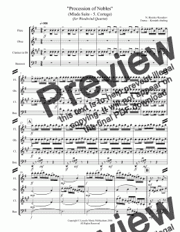 page one of Rimsky-Korsakov – “Procession of Nobles” from Mlada (for Woodwind Quartet)