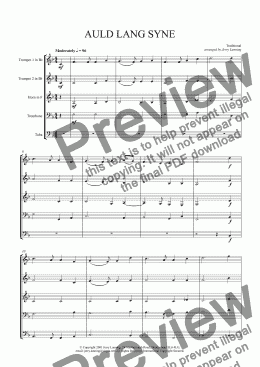 page one of Auld Lang Syne (brass quintet)