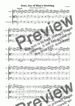 page one of Bach Jesu Joy for String Trio