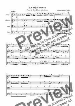 page one of "La Rejouissance" - Download Sheet Music - String (Instrumental) Quartet