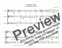 page one of Amazing Grace Trio for 2 Trumpets and a Trombone