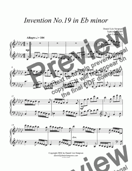 page one of Invention No.19 in Eb minor