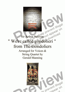 page one of Gilbert & Sullivan - Songs from the Savoy Operas - Duet: "We're called gondolieri" - from the Gondoliers - arr. for 2 Tenors & String Quartet by Gerald Manning