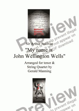 page one of Gilbert & Sullivan - Songs from the Savoy Operas - " My name is John Wellington Wells" from The Sorcerer - arr. for Tenor & String Quartet by Gerald Manning
