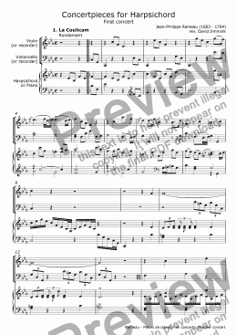 page one of Concertpieces for Harpsichord, first concert