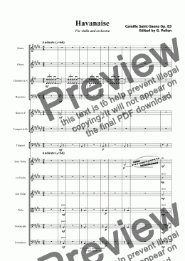 page one of Havanaise Op. 83 for violin & orchestra