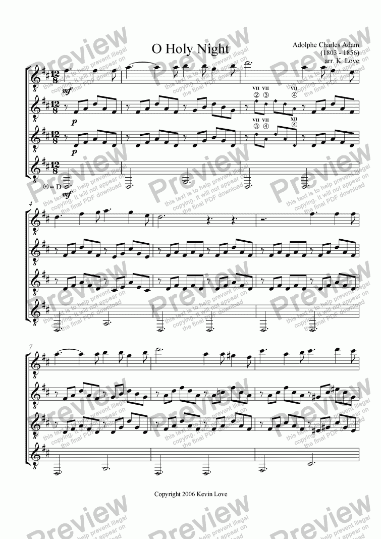 O Holy Night (Quartet) - Download Sheet Music PDF file