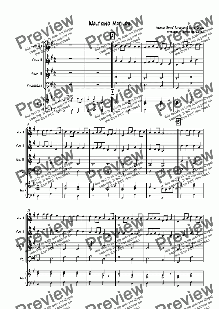 Waltzing Matilda Download Sheet Music Pdf File