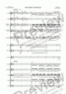 page one of Carol:  The Grey Donkey with orchestra