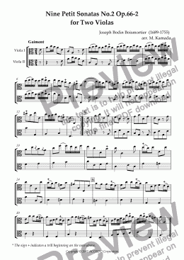 page one of Nine Petit Sonatas No.2 Op.66-2 for Two Violas