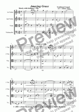 page one of Amazing Grace   (String Quartet)