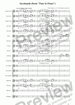 page one of BRASS BAND - Sarabande from 'Pour le Piano'