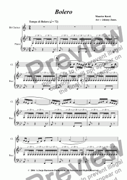 page one of Bolero   (Bb Clarinet and Piano)