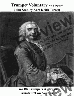 page one of Stanley Trumpet Voluntary Op. 6 No. 5; for two Bb Trumpets & Organ in Bb (Lower version)