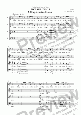 page one of FOUR SPIRITUALS 3. Jesus Is A-Listening (SATB unacc)