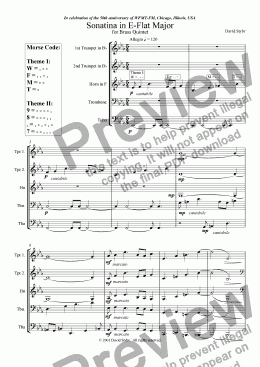 page one of Sonatina in E-Flat Major for Brass Quintet