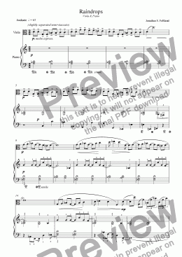 page one of Raindrops (Viola and Piano)