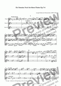 page one of Six Sonatas No.6 for Three Flutes Op.7-6